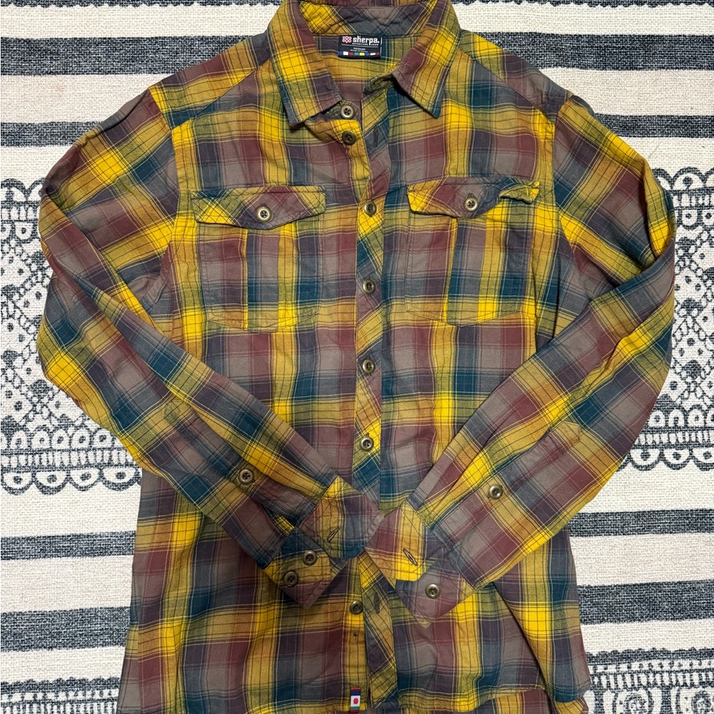 Sherpa Yellow and Brown Plaid Shirt